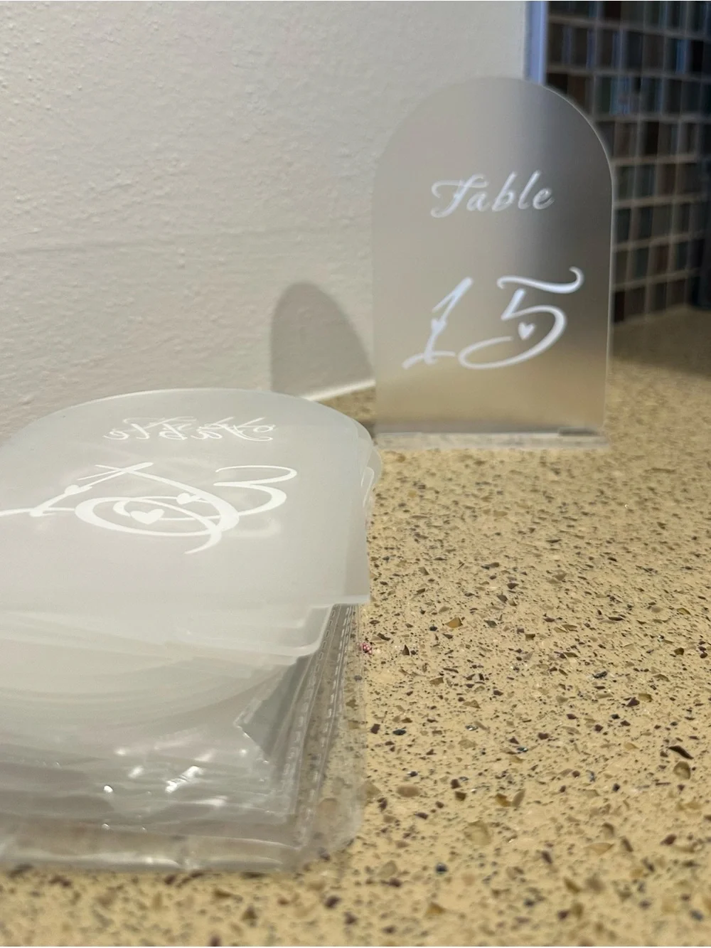 Table Numbers with Stands, 1-20 Frosted Wedding Table Numbers, White numbers